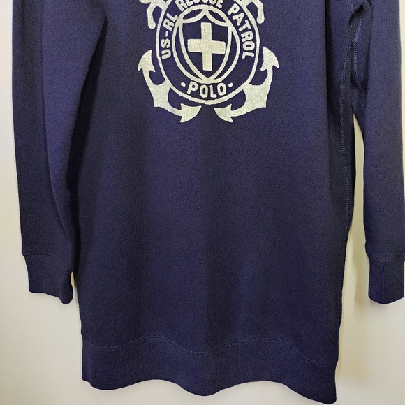 Polo Ralph Lauren Sweatshirt Dress Size Small Navy Blue Nautical Boat Life - Picture 3 of 14